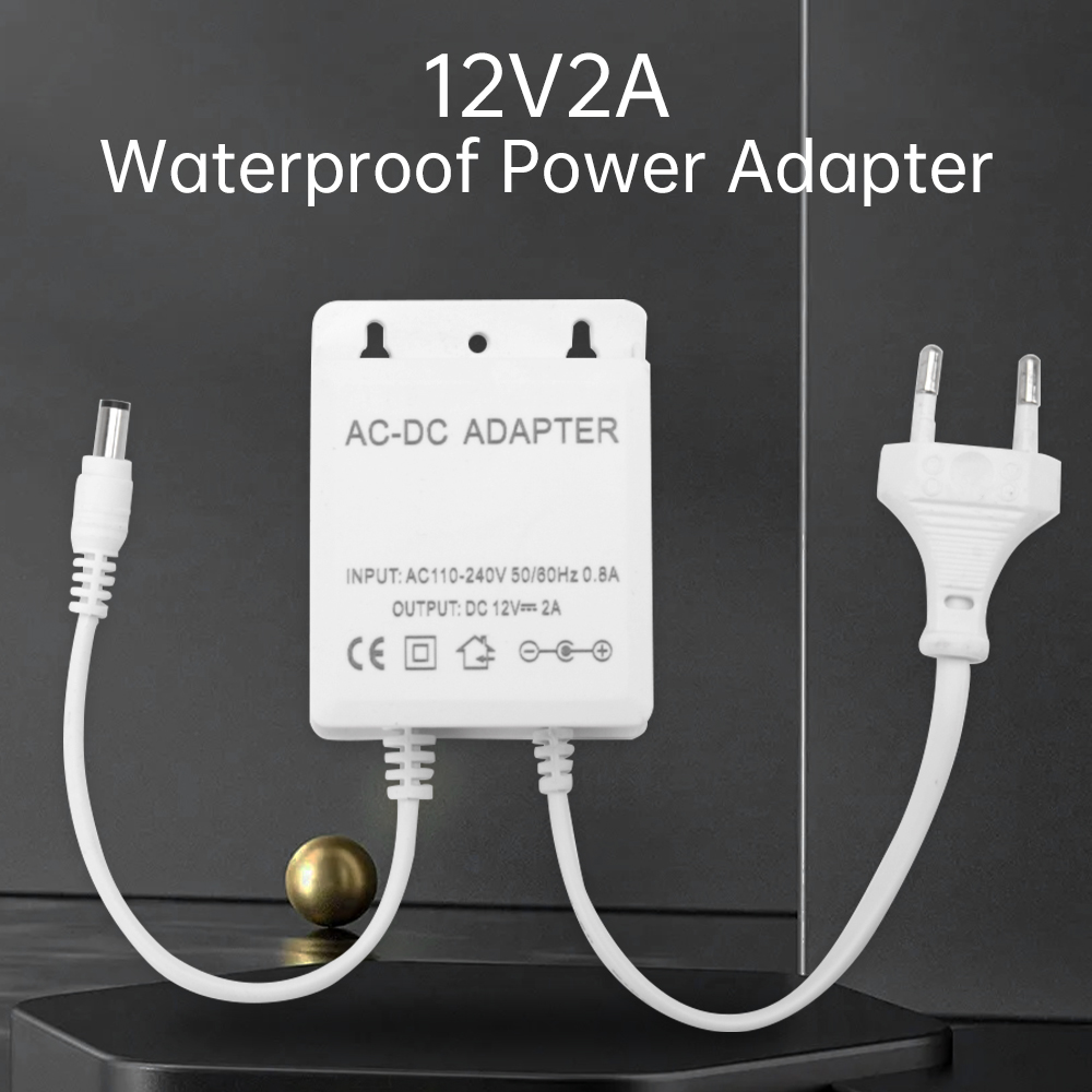 Outdoor Power Plug - DC12V 2A EU ปลั๊กอะแดปเตอร์ความปลอดภัยกลางแจ้ง LED กันน้ํา