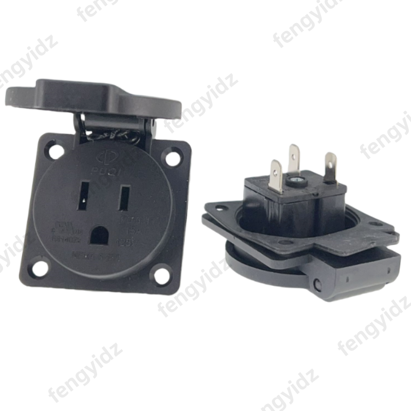 Outdoor Power Receptacle - สีดํา 125V 15A 20A IP44 CE