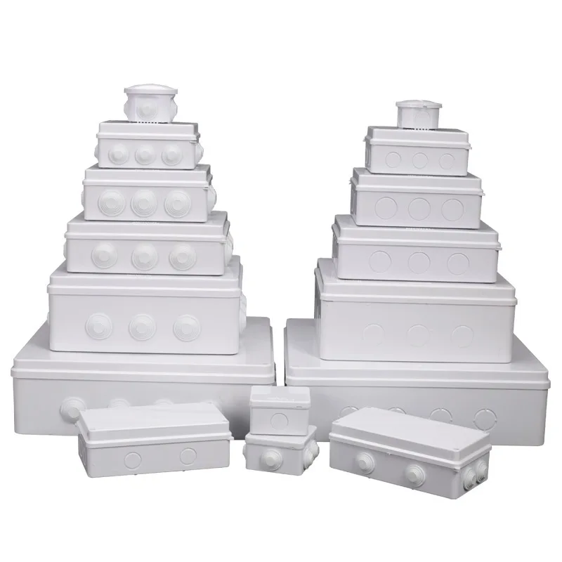 Outdoor Power Cable Junction Box - กลางแจ้งกันน้ํากล่องพลาสติก ABS IP65 ไฟฟ้ากล่องควบคุม DIY ในร่มลวดเปลือกสายเชื่อมต่อสาขากล่อง