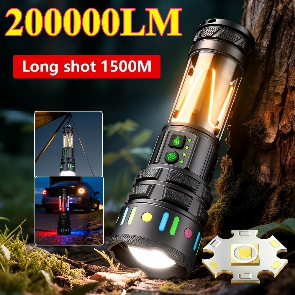 Outdoor Power Bank - ไฟฉาย LED สว่างพิเศษทรงพลัง ชาร์จเร็วแบบ Type-C ไฟฉายพกพาสำหรับใช้งานกลางแจ้งและไฟฉุกเฉินในชีวิตประจำวัน