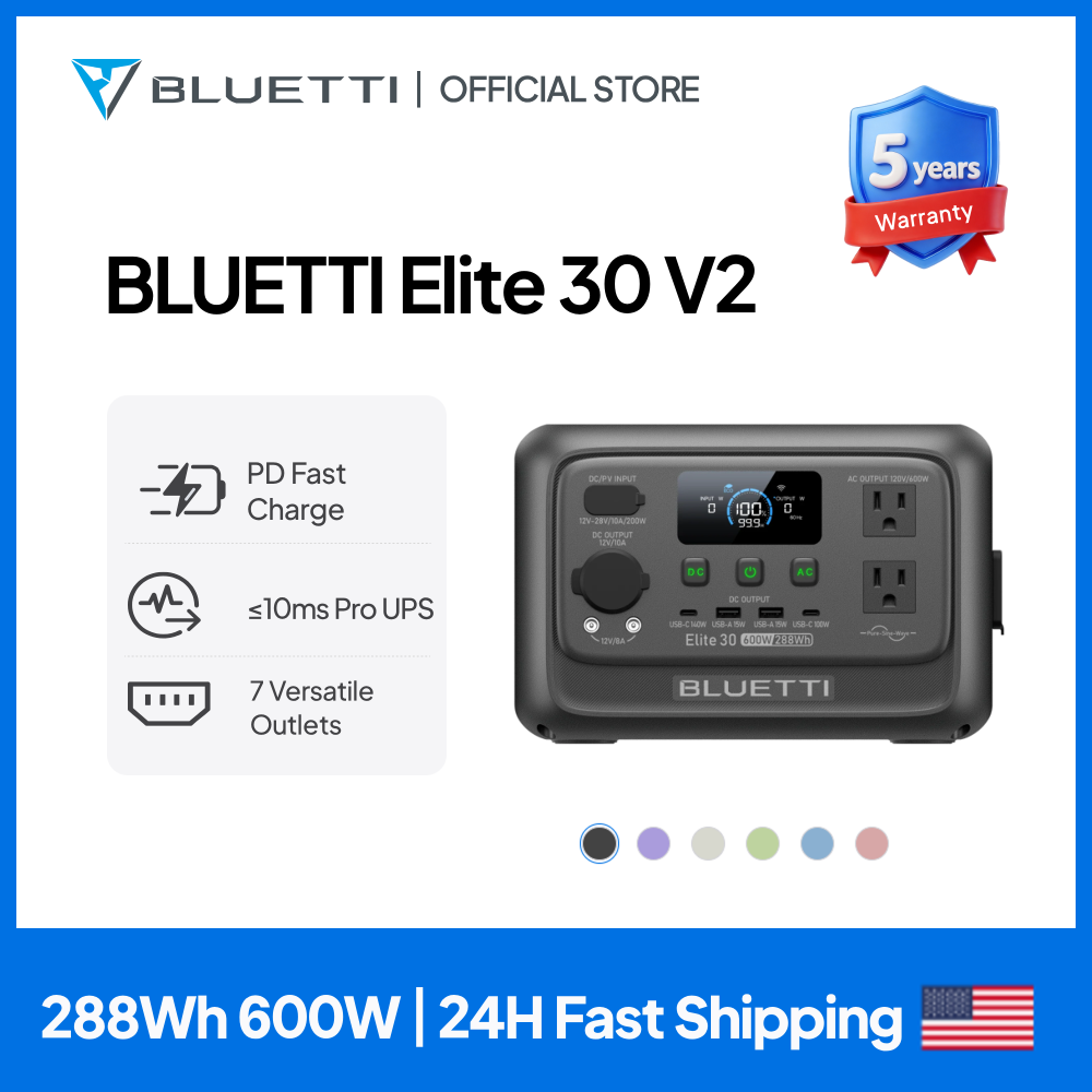 Outdoor Power Generator - 【รุ่นใหม่】BLUETTI Elite 30 V2 สถานีไฟฟ้าพกพา 288Wh