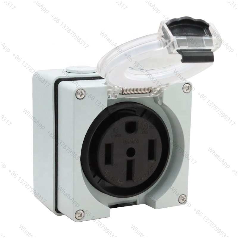 Outdoor Power Receptacle - กล่องจ่ายไฟสำหรับรถบ้าน 50 แอมป์ พร้อมเต้ารับ 14-50R กล่องพลาสติกกันน้ำสำหรับใช้งานกลางแจ้ง