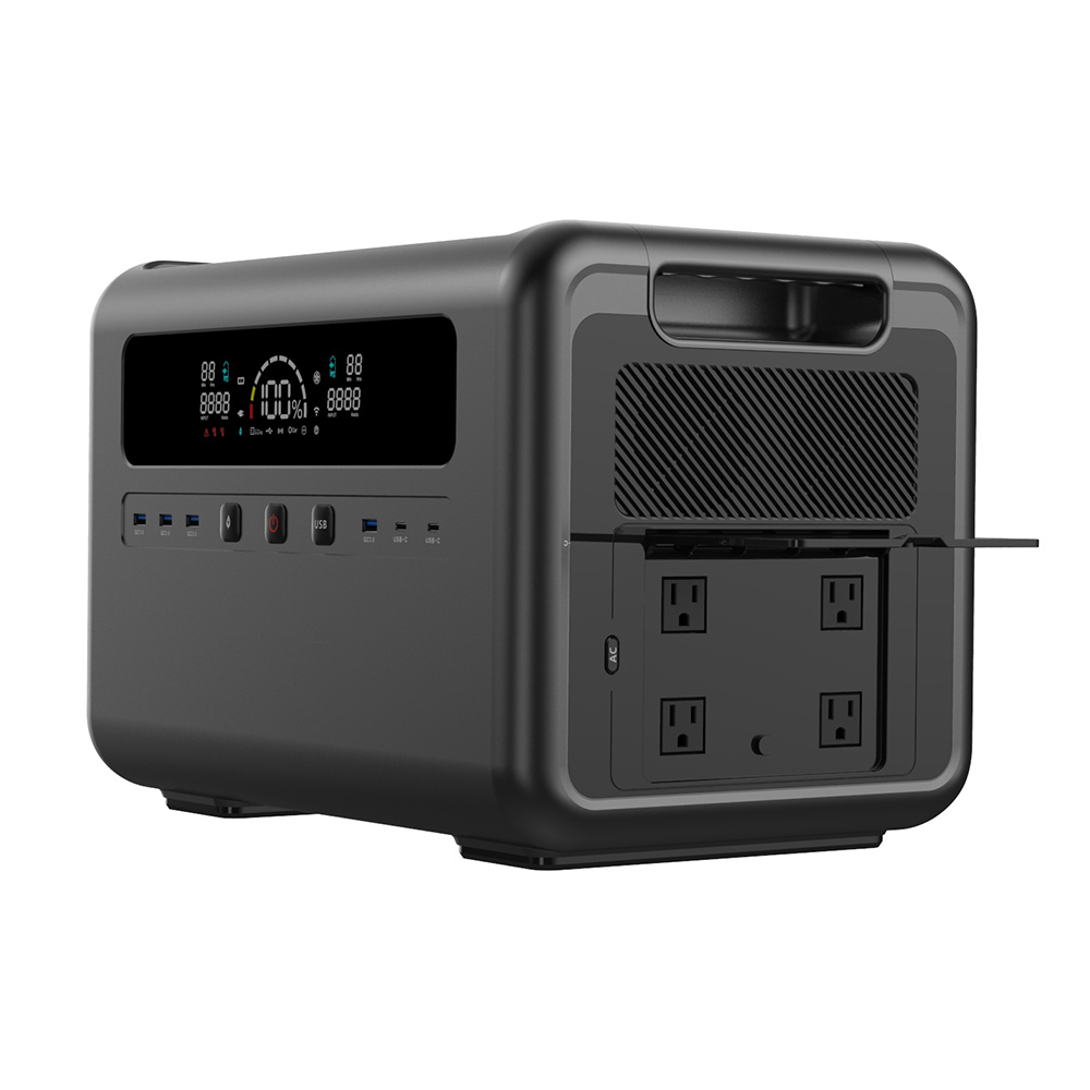 Outdoor Power Generator - เครื่องกำเนิดพลังงานแสงอาทิตย์ 2400W, สถานีพลังงานแบบพกพาความจุขนาดใหญ่สำหรับสำรองไฟบ้าน ตั้งแคมป์กลางแจ้ง และกรณีฉุกเฉิน