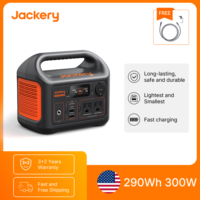 Outdoor Power Generator - สถานีไฟฟ้าพกพา Jackery Explorer 300New พร้อมสายต่อ 5