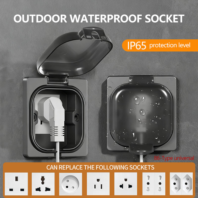 Outdoor Power Receptacle - เต้ารับไฟฟ้ากันน้ำกลางแจ้งมาตรฐาน IP65, แผงติดผนังกำลังสูง 16A, เต้ารับไฟฟ้าแบบ US/ไทย