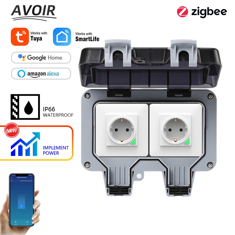 Outdoor Power Hub - Avoir Tuya Zigbee ซ็อกเก็ตไฟฟ้า IP66 กันน้ํากลางแจ้ง