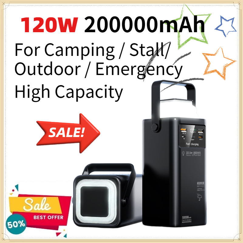 Outdoor Power Plug - แบตเตอรี่สำรองความจุสูง 120W 200000mAh สำหรับการตั้งแคมป์ ฉุกเฉิน ช่วยเหลือกลางแจ้ง