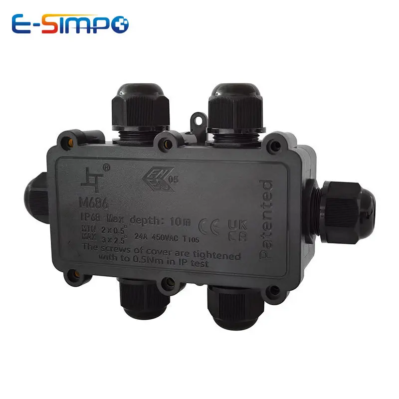 Outdoor Power Cable Junction Box - 6Way 1IN5Out IP68ใต้น้ำสายไฟกล่องเชื่อมต่อ4-11มม.LED โคมไฟภายนอกกลางแจ้งลวดสายไฟกันน้ำตัวเชื่อมต่อ
