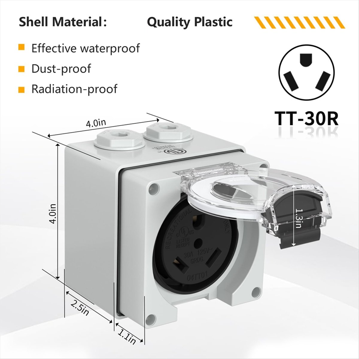 Outdoor Power Receptacle - HHTL 30Amp กล่องปลั๊กไฟ,125 โวลต์ NEMA TT-30R