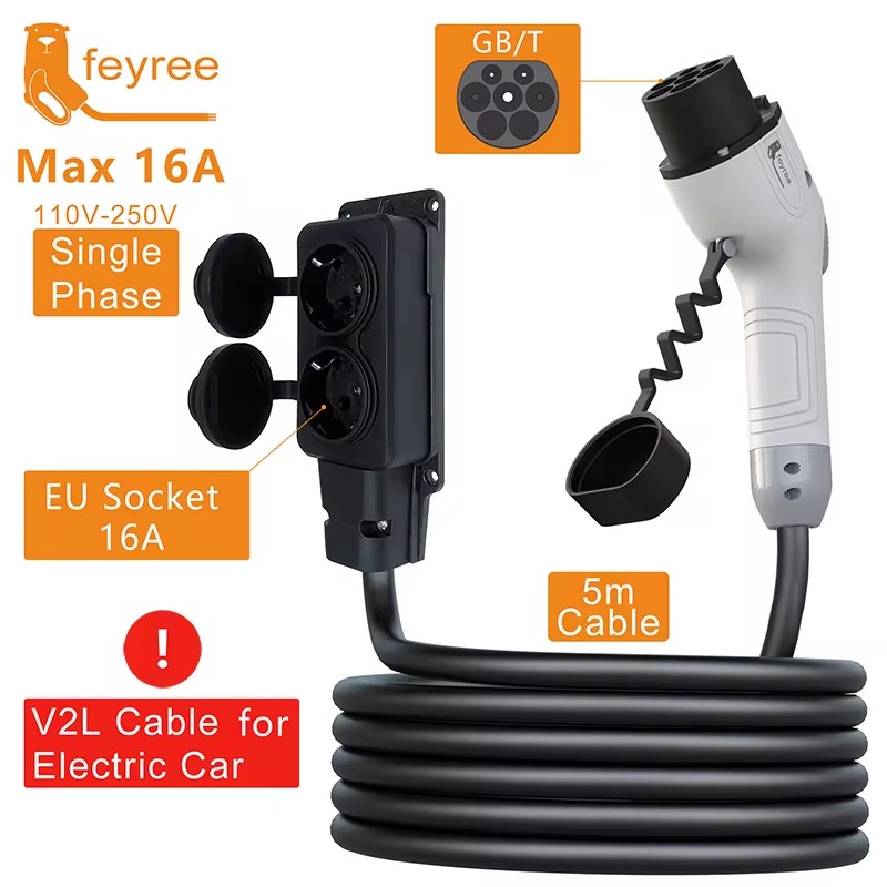 Outdoor Power Plug - สายชาร์จ Feyree V2L พร้อมปลั๊กปล่อยประจุสำหรับรถยนต์ไฟฟ้า ช่องเสียบ GBT