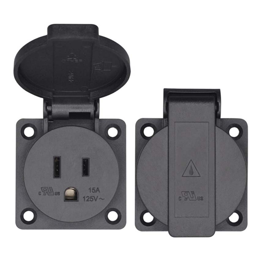 สีดํา 125V 15A 20A IP44 CE อเม - Outdoor Power Receptacle บทวิจารณ์และราคา