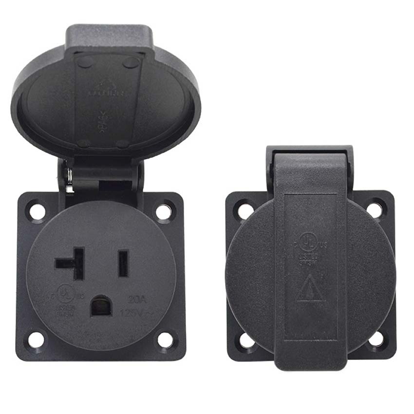 สีดํา 125V 15A 20A IP44 CE อเม - Outdoor Power Receptacle บทวิจารณ์และราคา